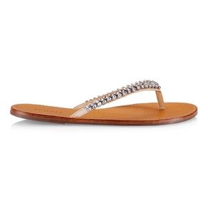 New Schutz Belle Crystal-Embellished Thong Sandals Size 5